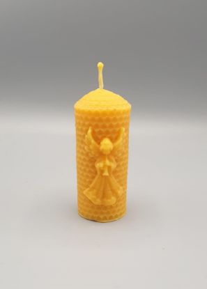 Picture of Kerze mit Engelsmotiv aus Bienenwachs 137g
