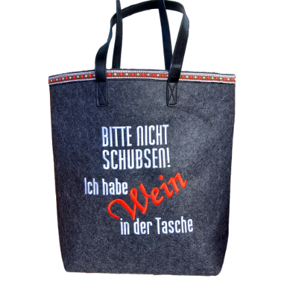 Show details for Filztasche "nicht schubsen!" Picture of Filztasche "nicht schubsen!"