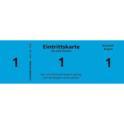 Bild von Alpina, Eintrittskarten, 11x4x1 cm, 100 Blatt, A30 Blau BLAU