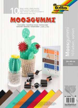 Bild von Moosgummi 40x29cm 10 Farben sortiert