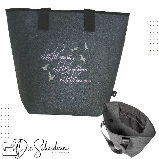 Picture of Hochwertiger Filzshopper aus recyceltem PES-Filz – Lache, Lebe, Liebe