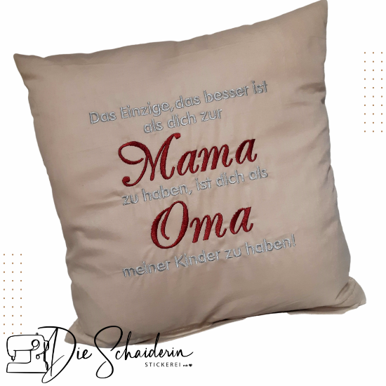 Bild von Geschenk-Kissen „Mama & Oma“ – mit liebevoller Stickerei