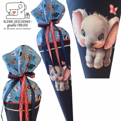Show details for Personalisierbare Schultüte Elefant Picture of Personalisierbare Schultüte Elefant